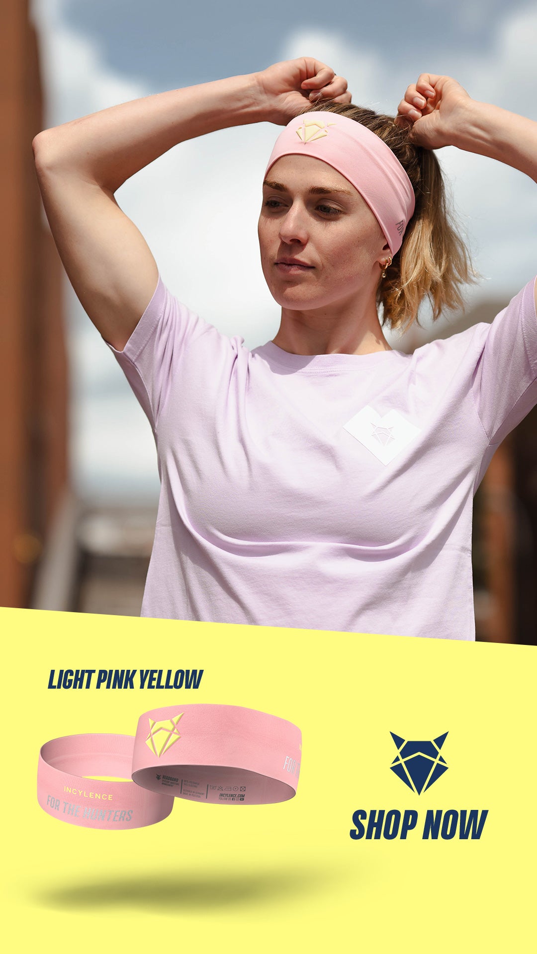 INCYLENCE HEADBAND V1 LIGHT PINK YELLOW NARROW