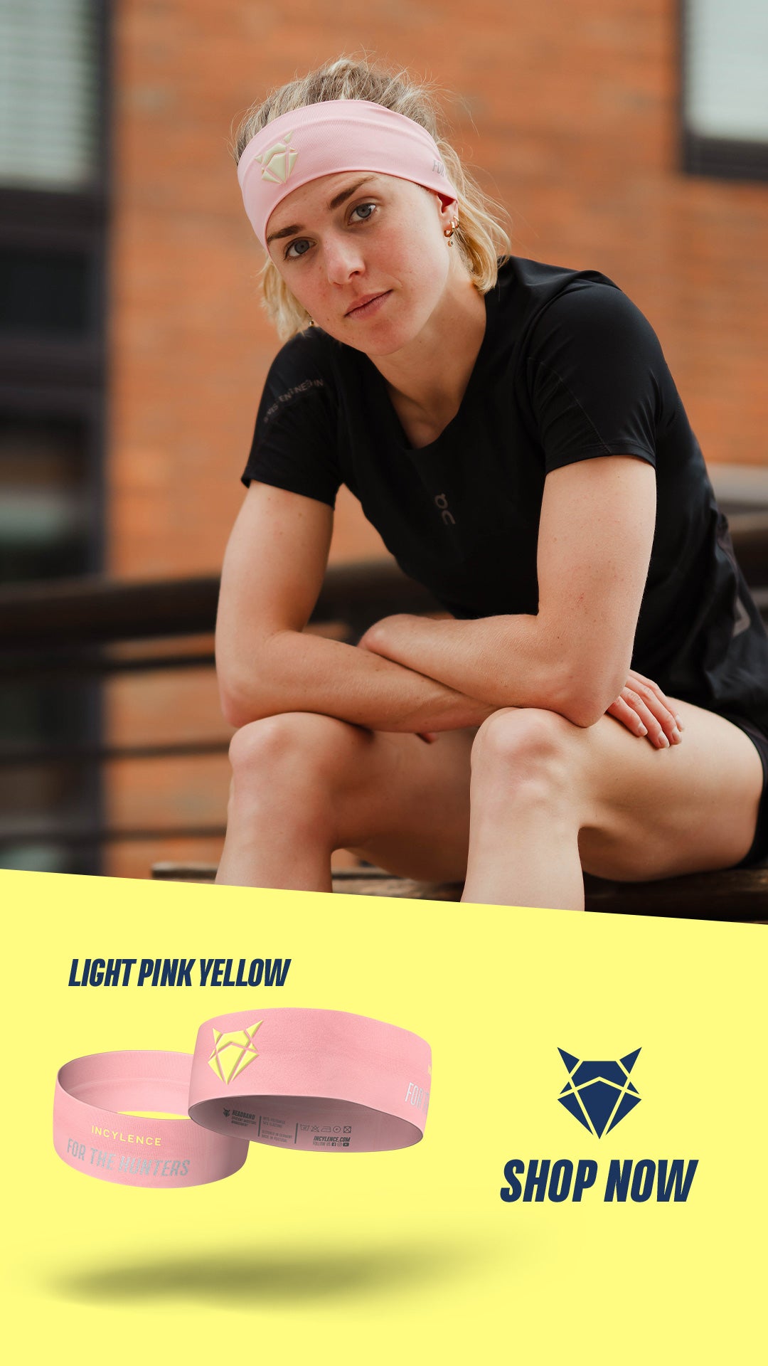 INCYLENCE HEADBAND V1 LIGHT PINK YELLOW NARROW