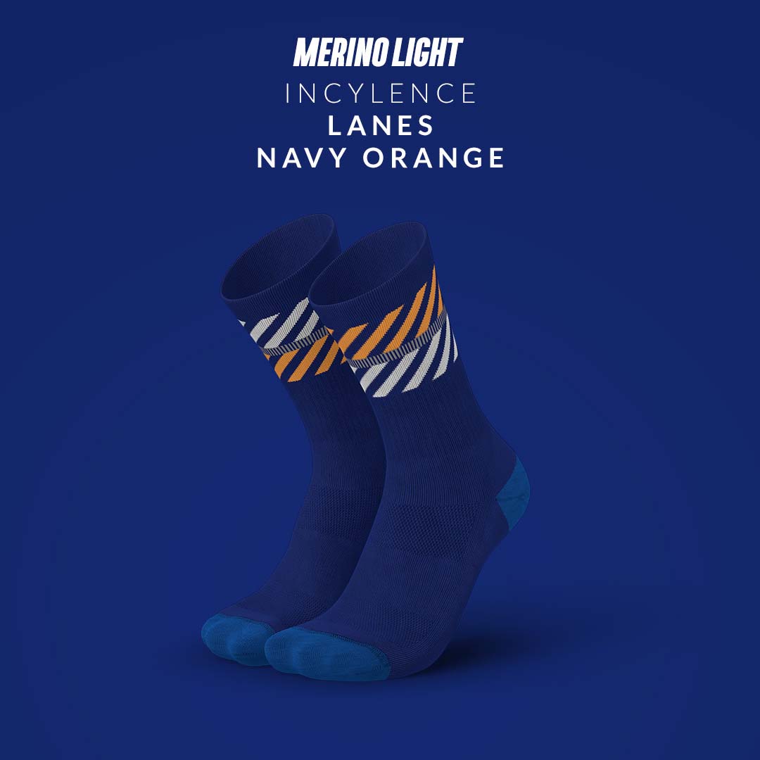 INCYLENCE MERINO LIGHT LANES NAVY ORANGE