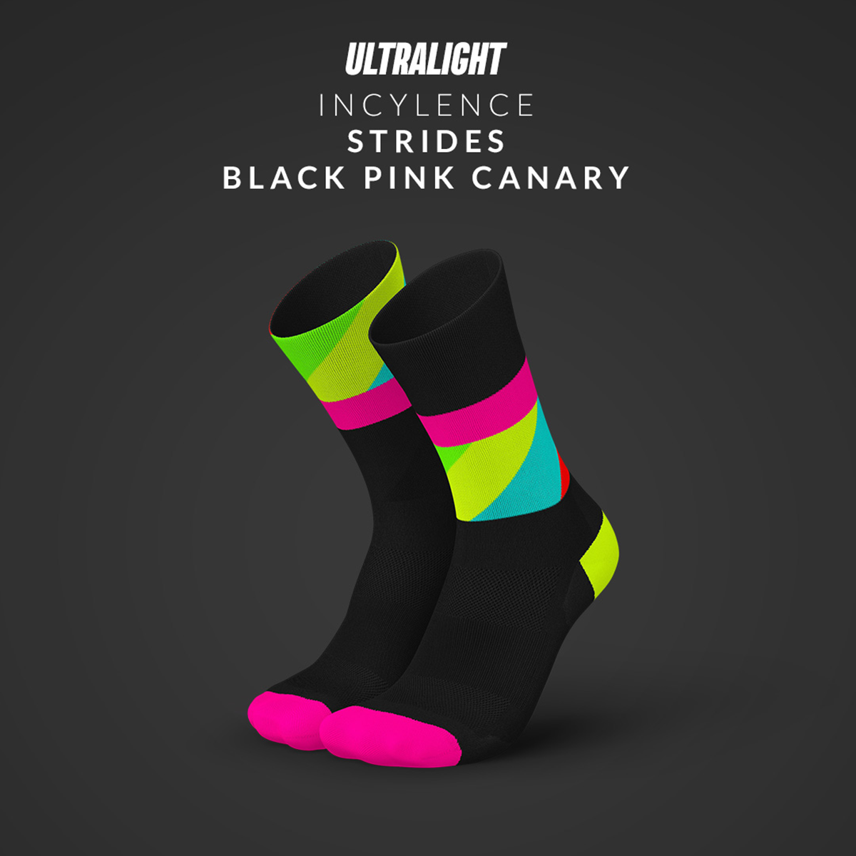 INCYLENCE ULTRALIGHT STRIDES BLACK PINK CANARY