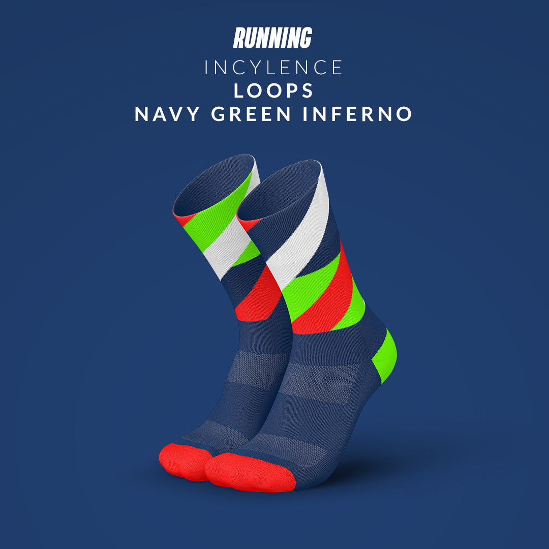 INCYLENCE RUNNING LOOPS NAVY GREEN INFERNO