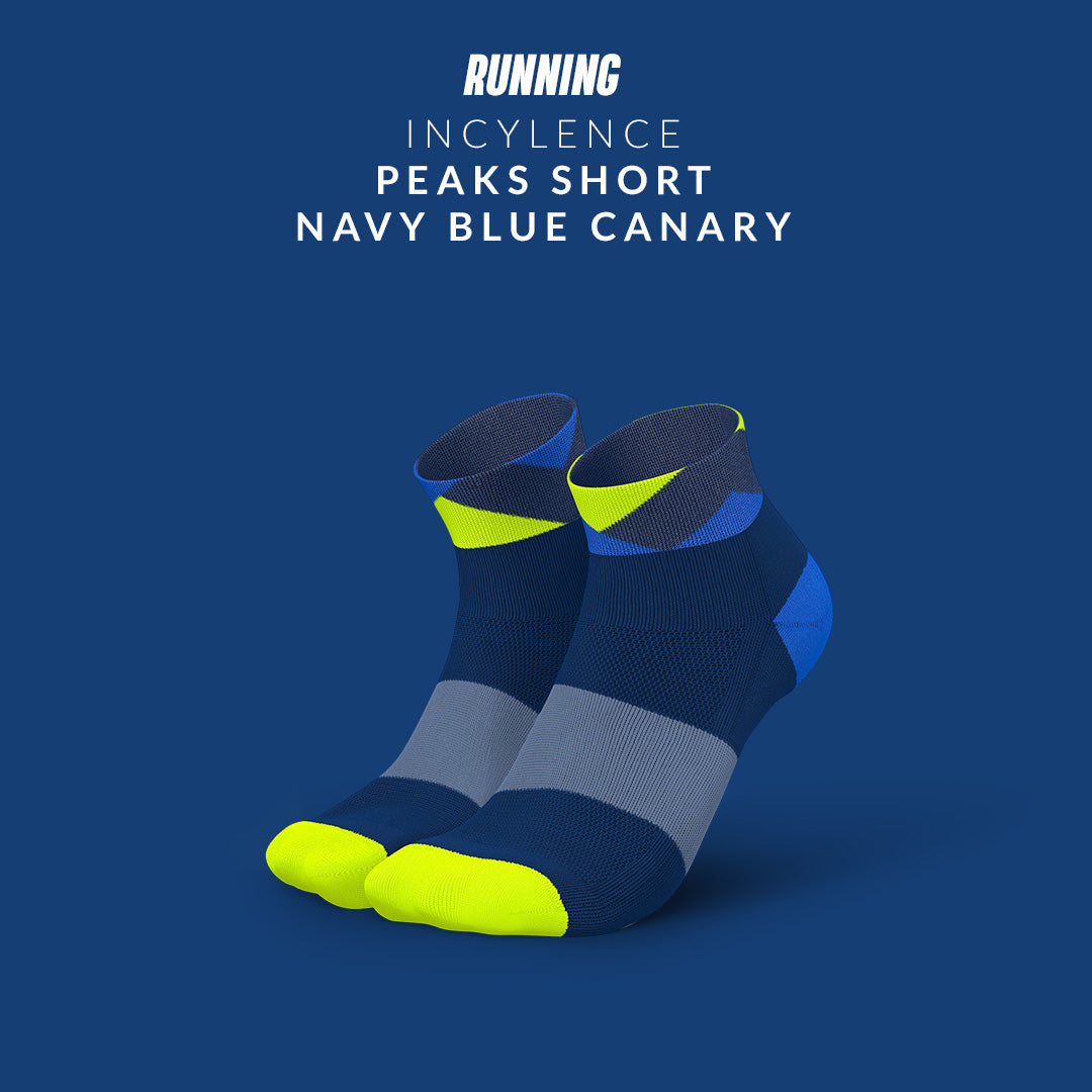 INCYLENCE RUNNING PEAKS SHORT NAVY BLUE CANARY